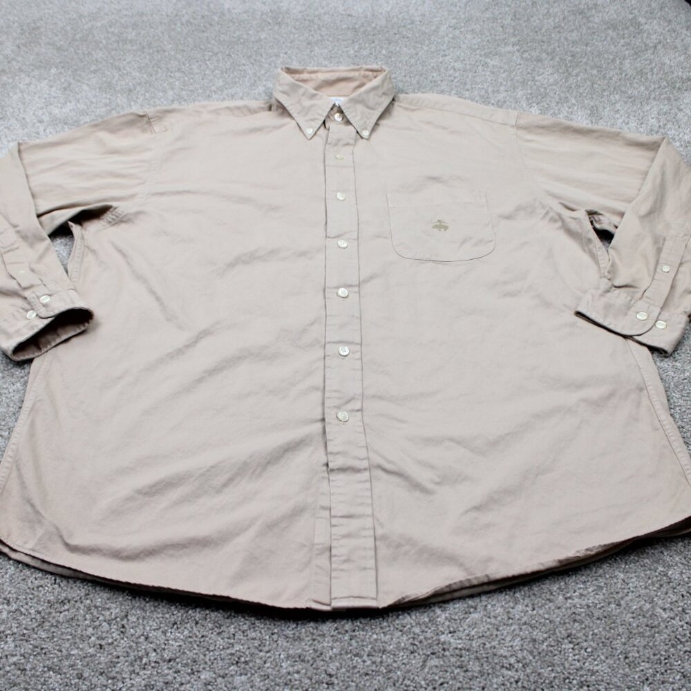 Brooks Brothers Sport Shirt Mens Large Beige Cotton Long Sleeve Button Down - Picture 2 of 12
